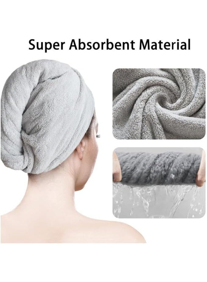 MIMOE Microfiber Hair Towels Super Absorbent Quick Dry Head Towels Wrap, Hair Drying Towel Wrap, Anti Frizz Microfiber Towels, Fast Drying Hair Towel Pueple Gray Blue - Image 3