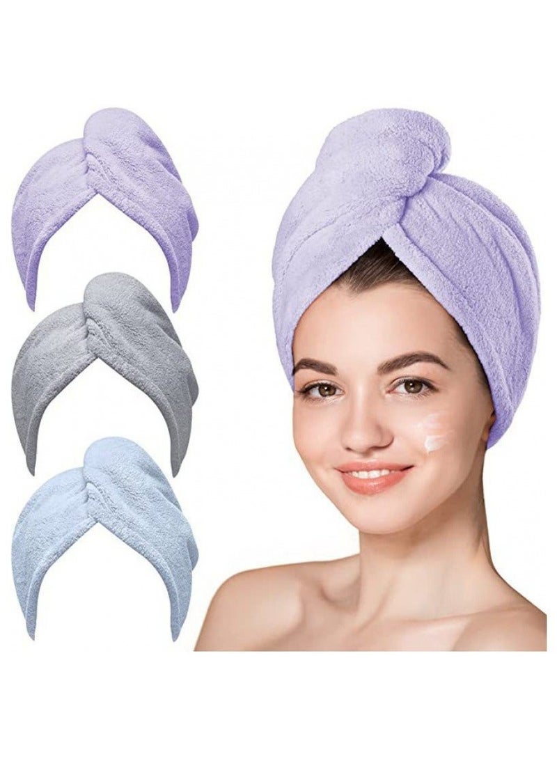 MIMOE Microfiber Hair Towels Super Absorbent Quick Dry Head Towels Wrap, Hair Drying Towel Wrap, Anti Frizz Microfiber Towels, Fast Drying Hair Towel Pueple Gray Blue - Image 1