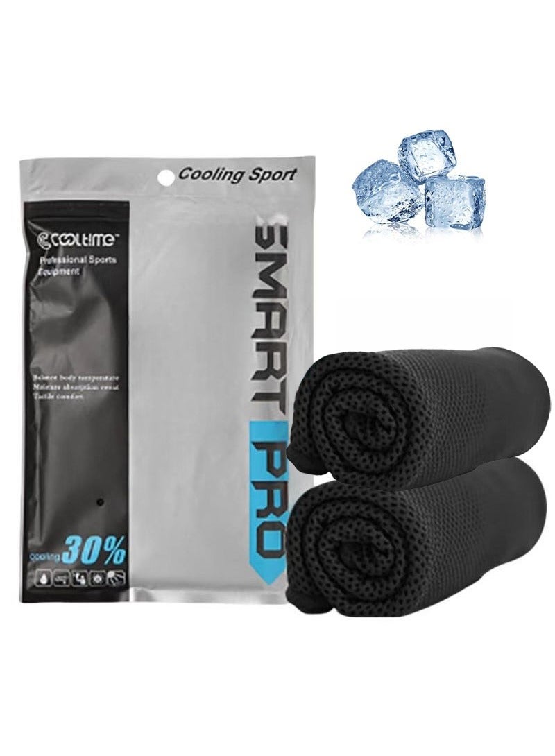 Cuken 2 Pcs Cooling Towel, Cooling Gym Towel Cool And Dry Towel In Summer, Sport Towel Suitable For Bicycle, Yoga, Running, Fitness Enthusiasts 30x100cm, Black - Image 3