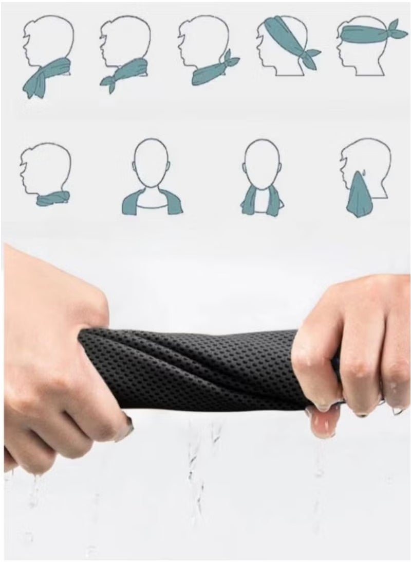 Cuken 2 Pcs Cooling Towel, Cooling Gym Towel Cool And Dry Towel In Summer, Sport Towel Suitable For Bicycle, Yoga, Running, Fitness Enthusiasts 30x100cm, Black - Image 5