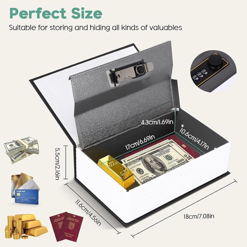 EARTHCONE Numeric Book Style Metal Hidden Storage Locker Book Safe Vault Money Cash Locker Box With Combination Lock For Home Office 1pcs - Image 5