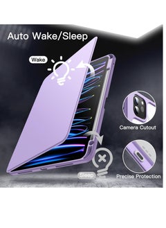 Jetech Rotating Case for iPad Pro 11 Inch 2022 2021 4th 3rd gen with Pencil Holder 360 Degree Rotation Protective Stand Cover Clear Back Auto Wake Sleep Light Purple  - Image 5