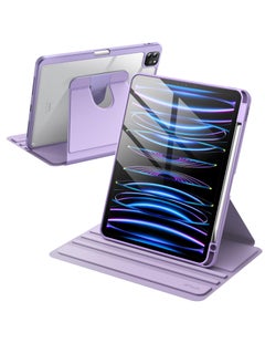 Jetech Rotating Case for iPad Pro 11 Inch 2022 2021 4th 3rd gen with Pencil Holder 360 Degree Rotation Protective Stand Cover Clear Back Auto Wake Sleep Light Purple  - Image 1
