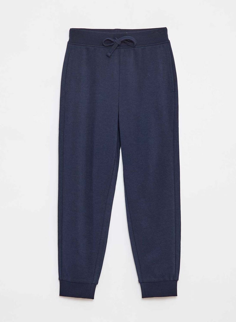Kids Unisex plain-joggers-with-elasticated-waist-blue-1