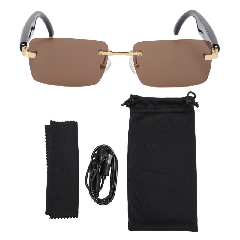 AI Translation Glasses Gold Brown Real Time 98% Accuracy - Powerful Bluetooth 5.4 Hardware Smart Translation Glasses for Business Travel Classroom Office - Image 1