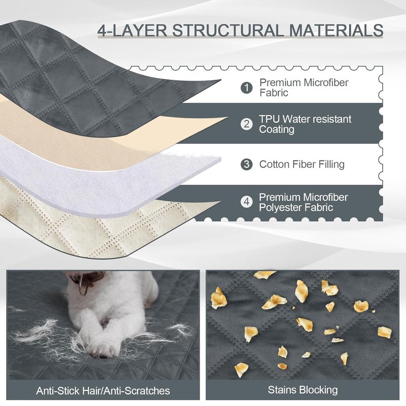 TAOCOCO Recliner Protectors CoverSlipcover for Recliner ChairRecliner Chair Slip Cover for PetsChair Cover Protect for Pets with Elastic StrapWashable Dark Grey - Image 4