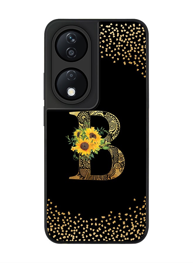 Stylizedd Rugged Black Edge Case for Honor X7b, Slim fit Case Cover - Custom Monogram Initial Letter Mandala Floral Pattern Alphabet - B ( Black ) - Image 1
