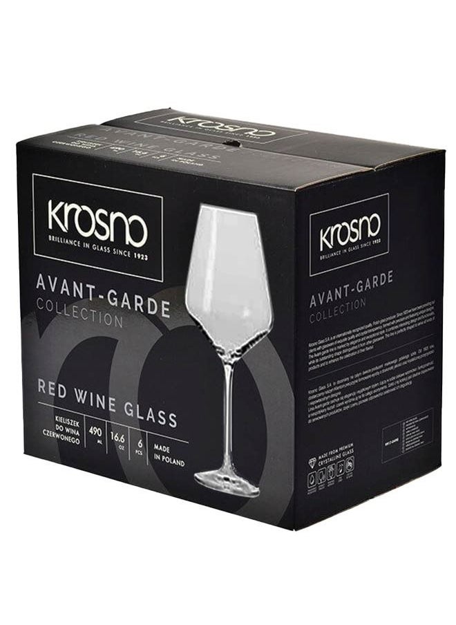 Krosno Avant-Garde Wine Glass 490ML set of 6 Gift Box.