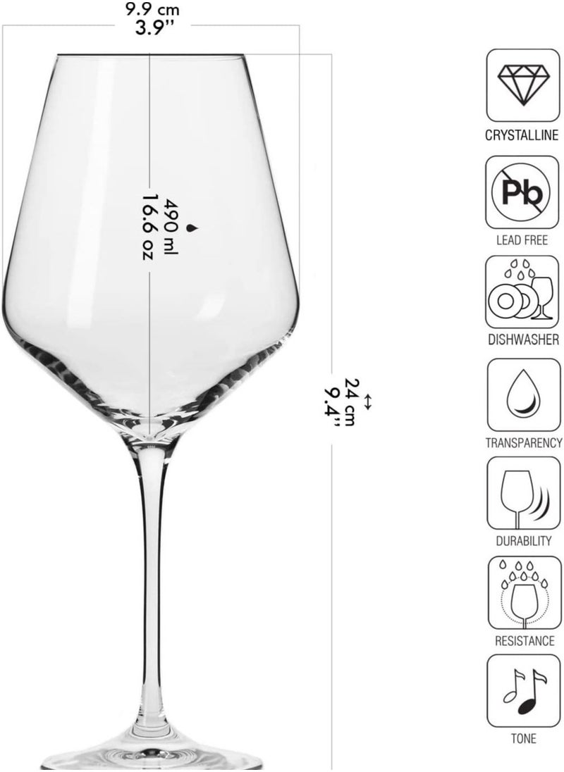 Krosno Avant-Garde Wine Glass 490ML set of 6 Gift Box.