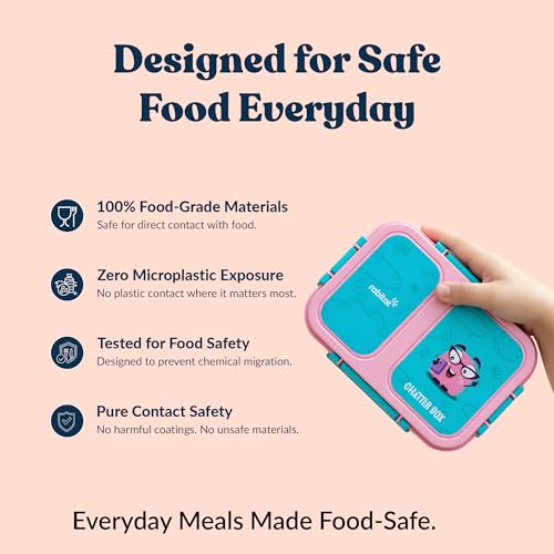 rabitat Yumzee Stainless Steel Lunch Box 750ml | 1+1 Year Brand Warranty | Tiffin Box for School | Lunch Box for Kids Boys & Girls | BPA Free, Leakproof & Durable Bento Design | Mad Eye - Image 4