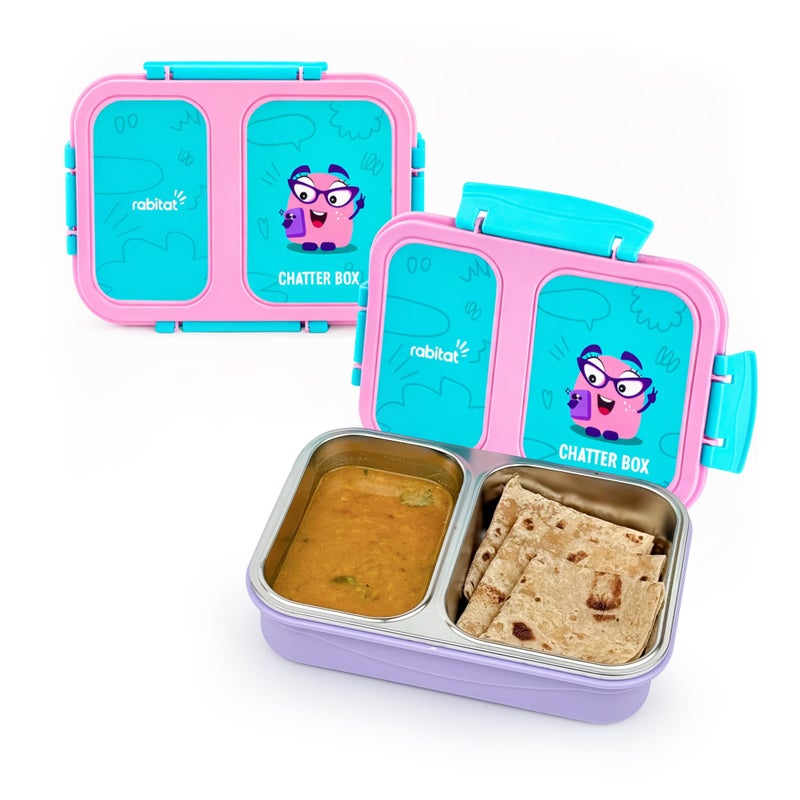 rabitat Yumzee Stainless Steel Lunch Box 750ml | 1+1 Year Brand Warranty | Tiffin Box for School | Lunch Box for Kids Boys & Girls | BPA Free, Leakproof & Durable Bento Design | Mad Eye - Image 3