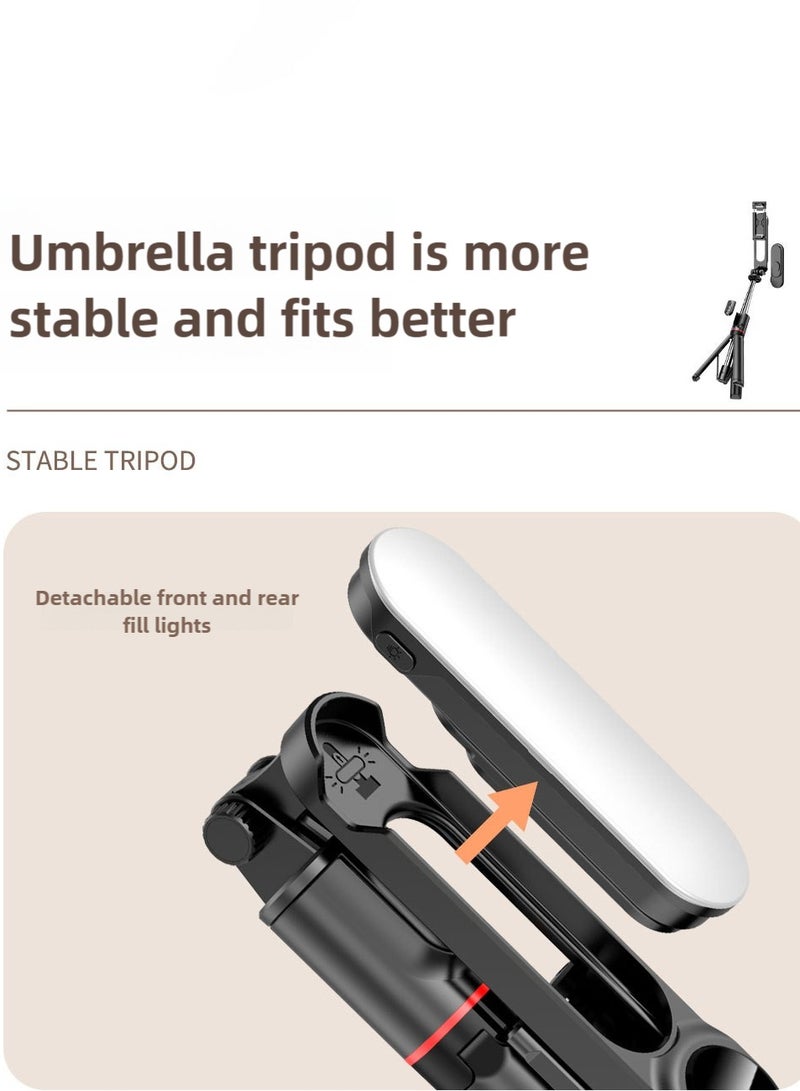 L15 43.7-inch selfie stick tripod, a retractable tripod with a rechargeable Bluetooth remote control, a detachable fill light, compatible with iPhone and Android smartphones, perfect for traveling, vlogging, videos and photos, black. - Image 3