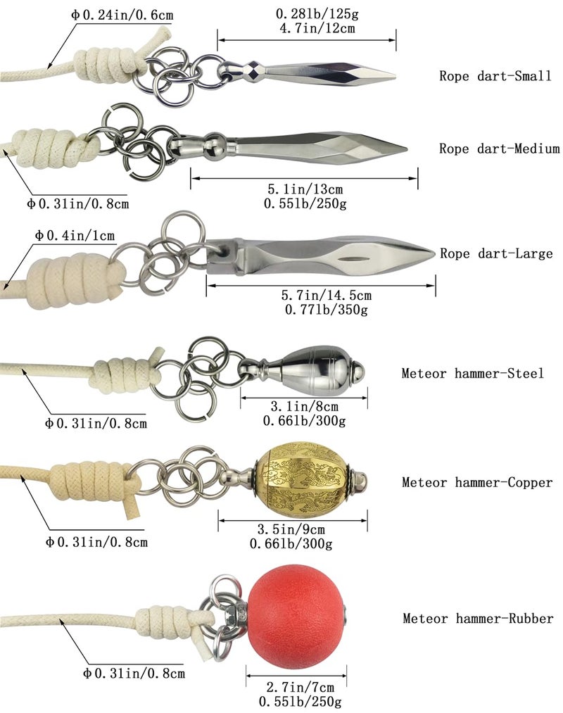 PHYSKOW Rope Dart Chinese Kungfu Traditional Martial Arts Soft Equipment (Rope Dart - Small) - Image 3