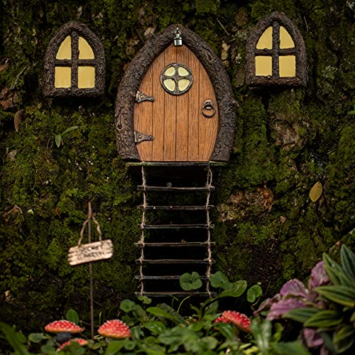 Tree Poetry Fairy Door and Windows for Trees – Glow in The Dark Yard Art Sculpture Decoration for Kids Room, Wall and Trees Outdoor | Miniature Fairy Garden Outdoor Decor Accessories with Secret Garden Sign - Image 5