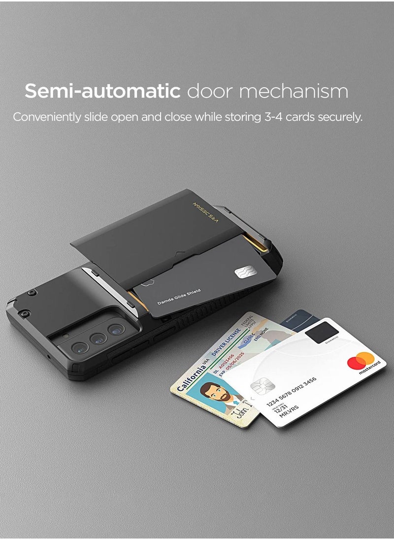 VRS Design Damda Glide Pro Wallet Case Cover for Samsung Galaxy S21 FE 5G with Semi Automatic Slider Card Slot - Black  - Image 2