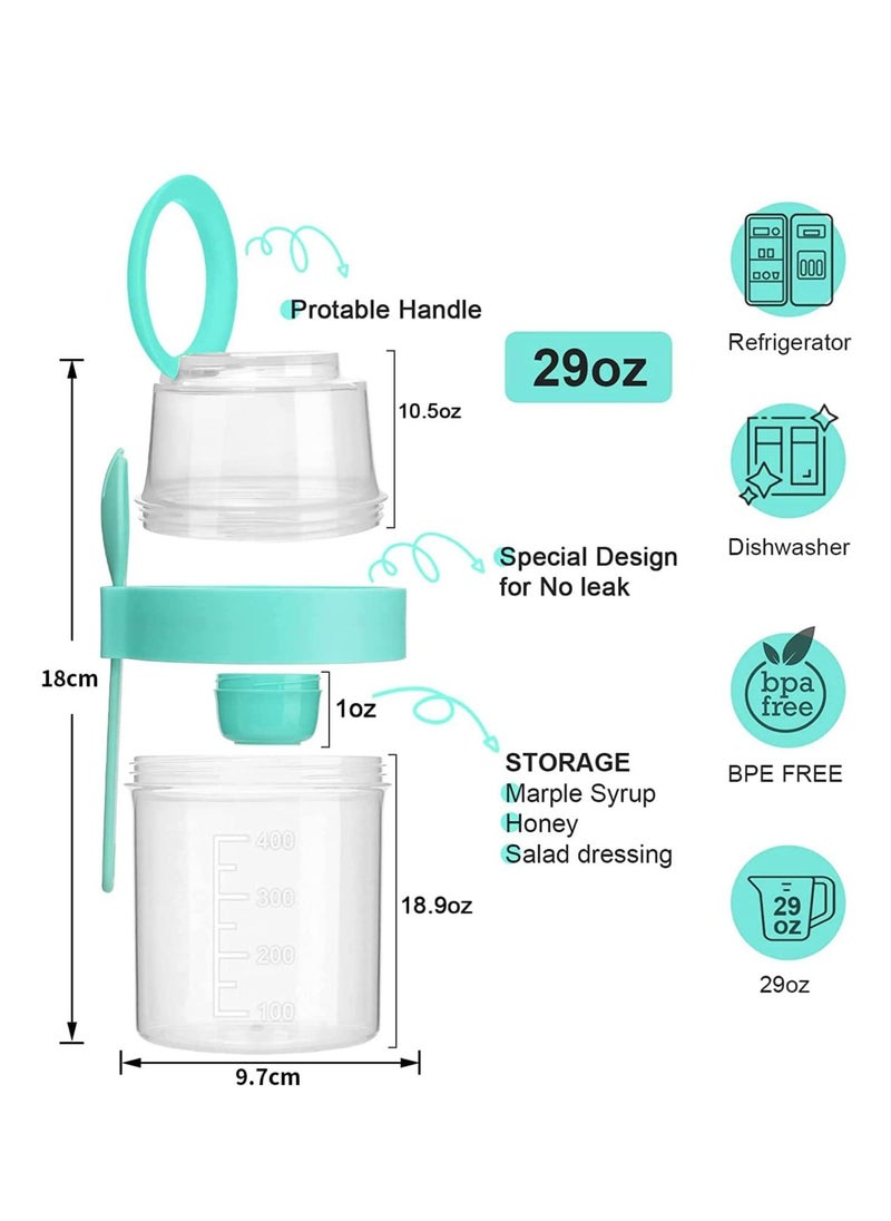 Generic - 1 Pack  Overnight Oats Container 26oz 2-Tier With Lid And Spoon Yogurt Oatmeal Container On The Go Oats Jars With Lid Crunch Cup Portable Cereal And Milk To Go Container - Image 1