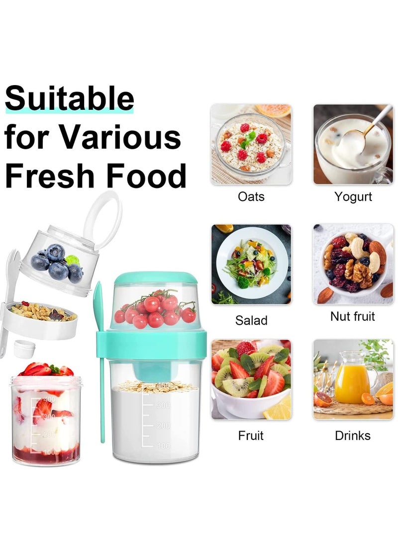 Generic - 1 Pack  Overnight Oats Container 26oz 2-Tier With Lid And Spoon Yogurt Oatmeal Container On The Go Oats Jars With Lid Crunch Cup Portable Cereal And Milk To Go Container - Image 1
