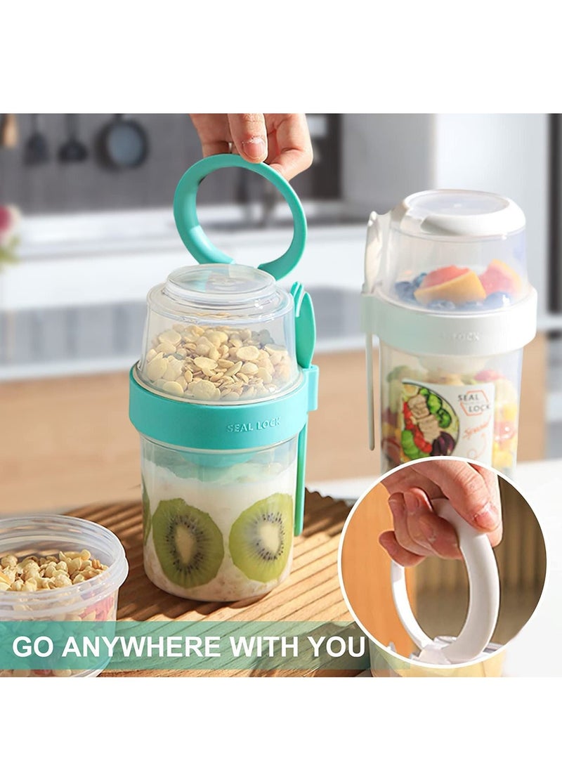 Generic - 1 Pack  Overnight Oats Container 26oz 2-Tier With Lid And Spoon Yogurt Oatmeal Container On The Go Oats Jars With Lid Crunch Cup Portable Cereal And Milk To Go Container - Image 1