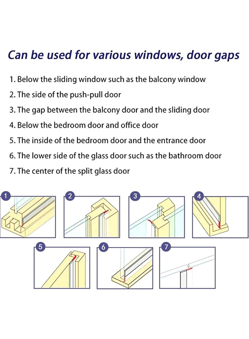 مودة 3 قطع شريط عازل صوت للنوافذ والابواب 4.5 سم × 5 م - مانع غبار للابواب وعازل صوت للغرف، شريط سيليكون شفاف لسد الفراغات ومنع تسرب الهواء والاتربة - Image 3