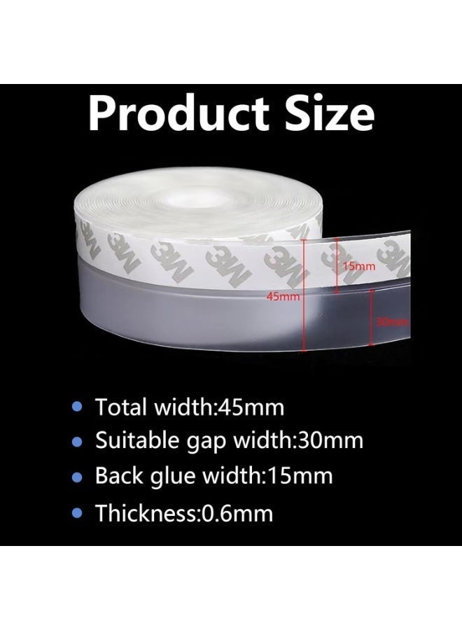 مودة 3 قطع شريط عازل صوت للنوافذ والابواب 4.5 سم × 5 م - مانع غبار للابواب وعازل صوت للغرف، شريط سيليكون شفاف لسد الفراغات ومنع تسرب الهواء والاتربة - Image 2
