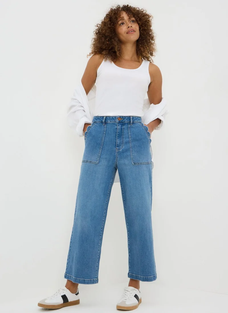 Matalan Midwash Scalloped Edge Cropped Jeans