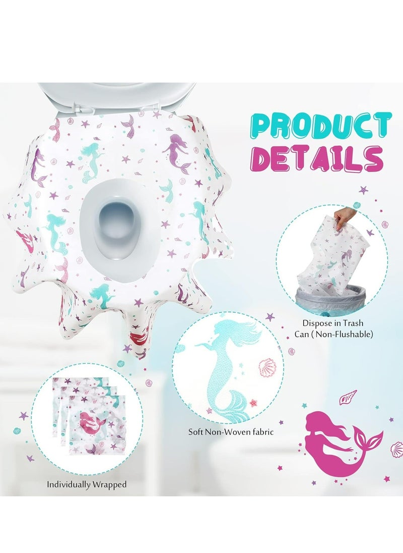 Generic 15 Pcs Toilet Seat Covers Disposable Extra Large Toddler Toilet Covers for Kids Adults in Public Restroom, Individually Wrapped Portable Toddler Potty Training Toilet Seat Covers (Mermaid)  - Image 3