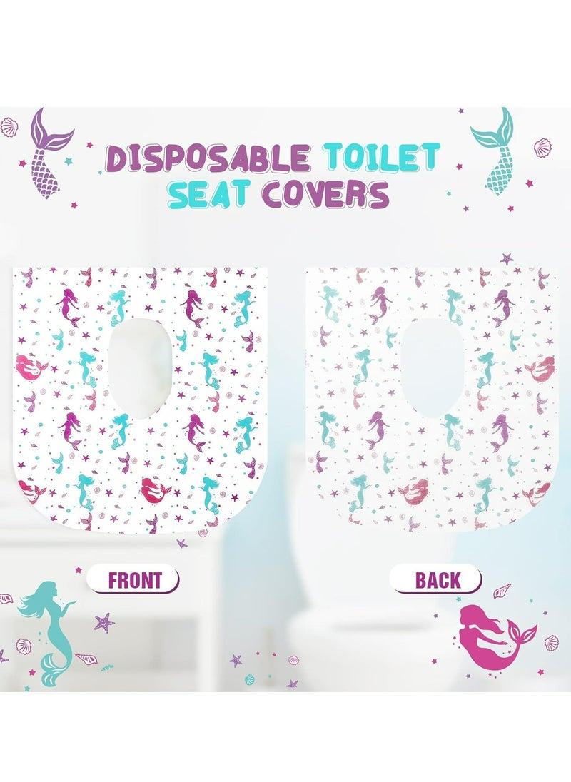 Generic 15 Pcs Toilet Seat Covers Disposable Extra Large Toddler Toilet Covers for Kids Adults in Public Restroom, Individually Wrapped Portable Toddler Potty Training Toilet Seat Covers (Mermaid)  - Image 4