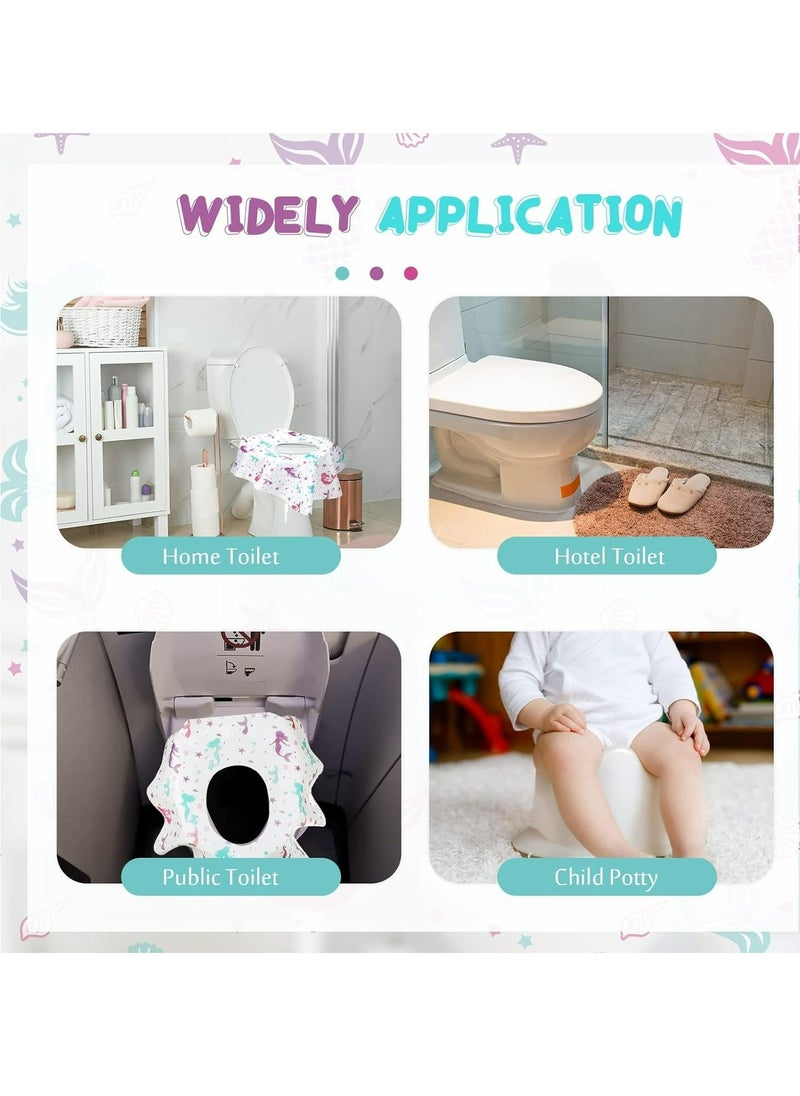 Generic 15 Pcs Toilet Seat Covers Disposable Extra Large Toddler Toilet Covers for Kids Adults in Public Restroom, Individually Wrapped Portable Toddler Potty Training Toilet Seat Covers (Mermaid)  - Image 5