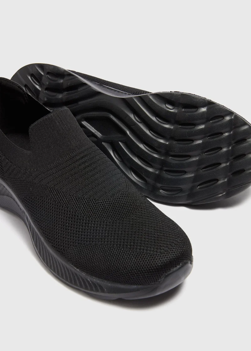 Matalan Black Knit Slip On Trainers