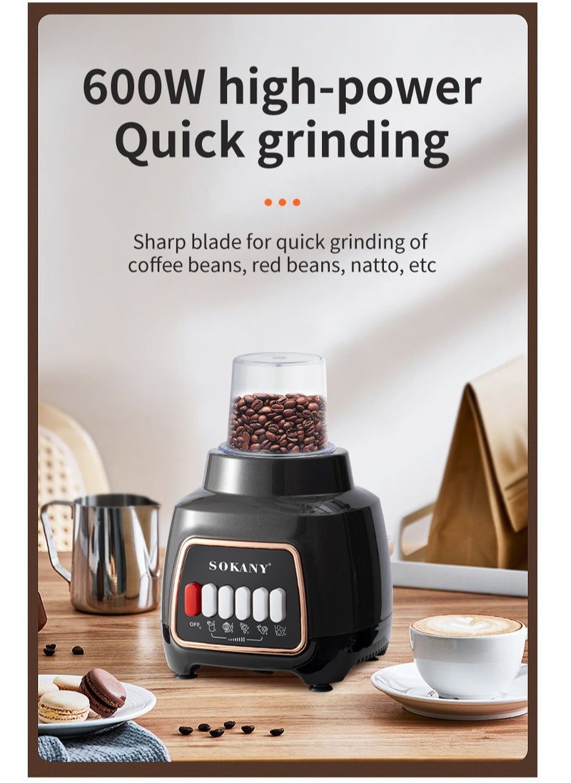 sokany 3-Piece Counter Top Blender Smoothie Maker Mixer With 2 Grinder 1.5 L 600 W SK-03008 Black  - Image 4