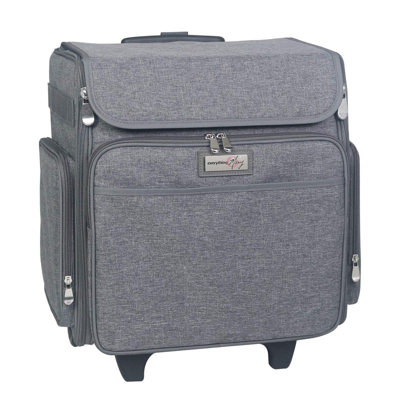 Everything Mary Rolling Scrapbook Tote Heather Craft Bag with Wheels Organizer Case for Scrapbooking Papercraft Art Supplies Portable Craft Storage