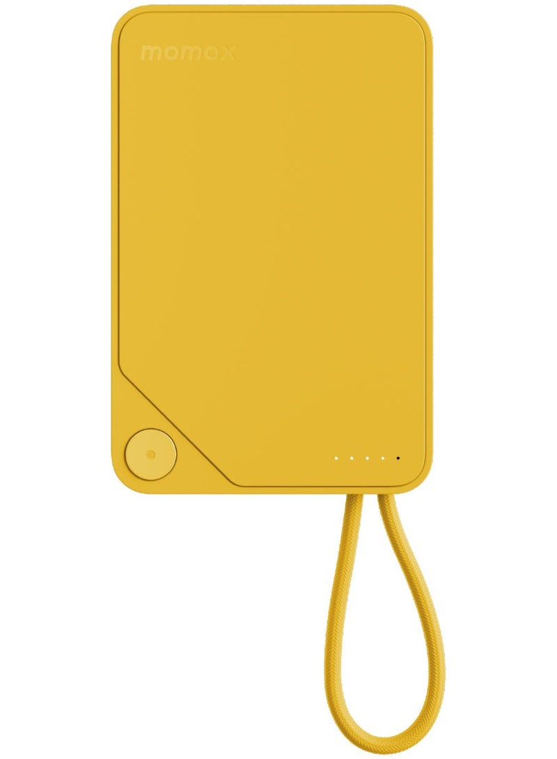 Momax باقة بطارية 1-Power X سعة 10000 مللي أمبير مع كابل USB-C PD مدمج - أصفر - Image 2