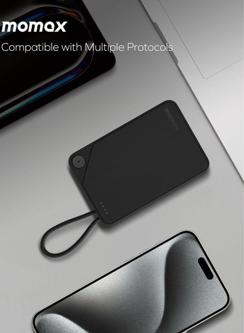 Momax باقة بطارية 1-Power X سعة 10000 مللي أمبير مع كابل USB-C PD مدمج - أصفر - Image 5