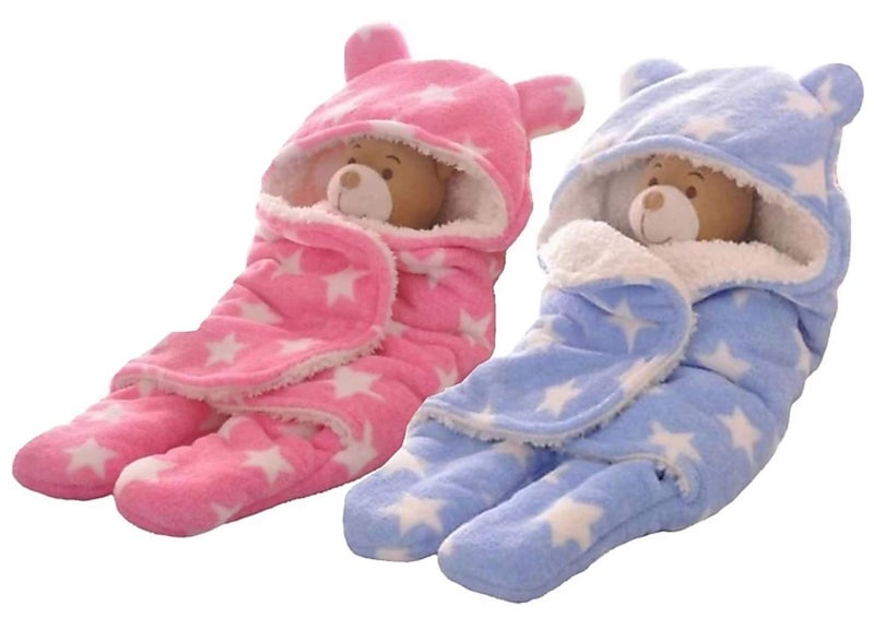 BRANDONN Baby Blanket Newborn Gift Pack of Swaddle Wrapper, 0-9 Months, Length 68 cm x Width 68 cm - Image 1