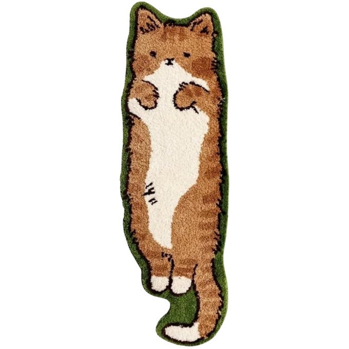 CAT RUG KITTY CAT_SHAPED RUGS HANDMADE PREMIUM 47IN W 120CM KITTY ROOM DECOR KIDS PET DECORATIONS FOR BEDROOM CHILDREN ROOM DOOR MAT RUG E