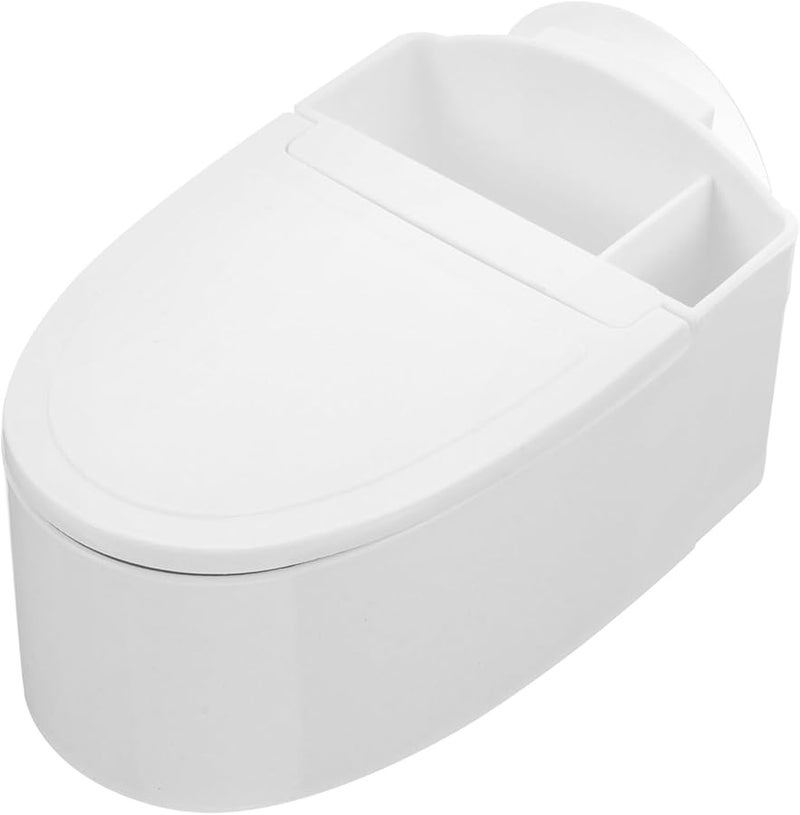 Wall Mounted Toilet Shaped Ashtray With Lid Dual Ash Water Compartments No Drill Installation - Image 1