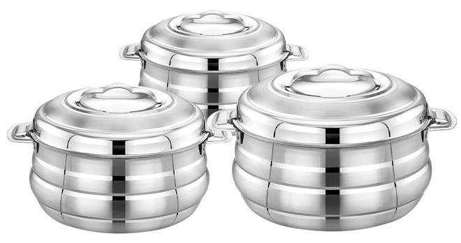 بادريق طقم حافظات طعام من 3 قطع من الستانلس ستيل فضي - Image 1