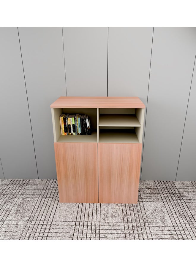 NEO FRONT FURNITURE Manager Office Low Cabinet – Beige & Brown Finish with 2-Door Storage, Compact Wooden Cabinet for Executive Office 800×400×800 mm (XS-Y-08-B)  - Image 2