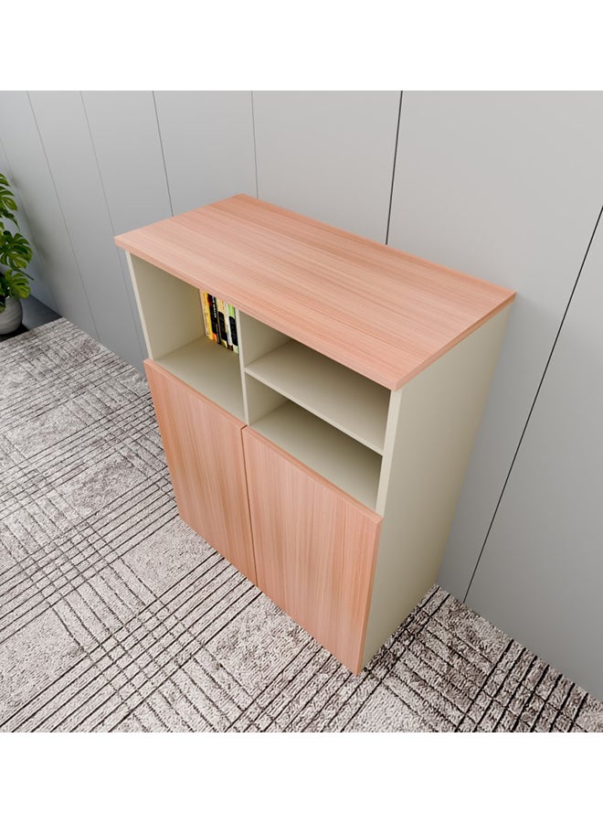 NEO FRONT FURNITURE Manager Office Low Cabinet – Beige & Brown Finish with 2-Door Storage, Compact Wooden Cabinet for Executive Office 800×400×800 mm (XS-Y-08-B)  - Image 3