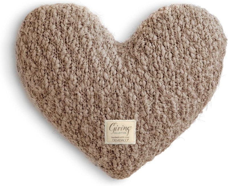 DEMDACO Camel Brown Giving Heart 11 x 10 Plush Polyester Decorative Throw Pillow - Image 1