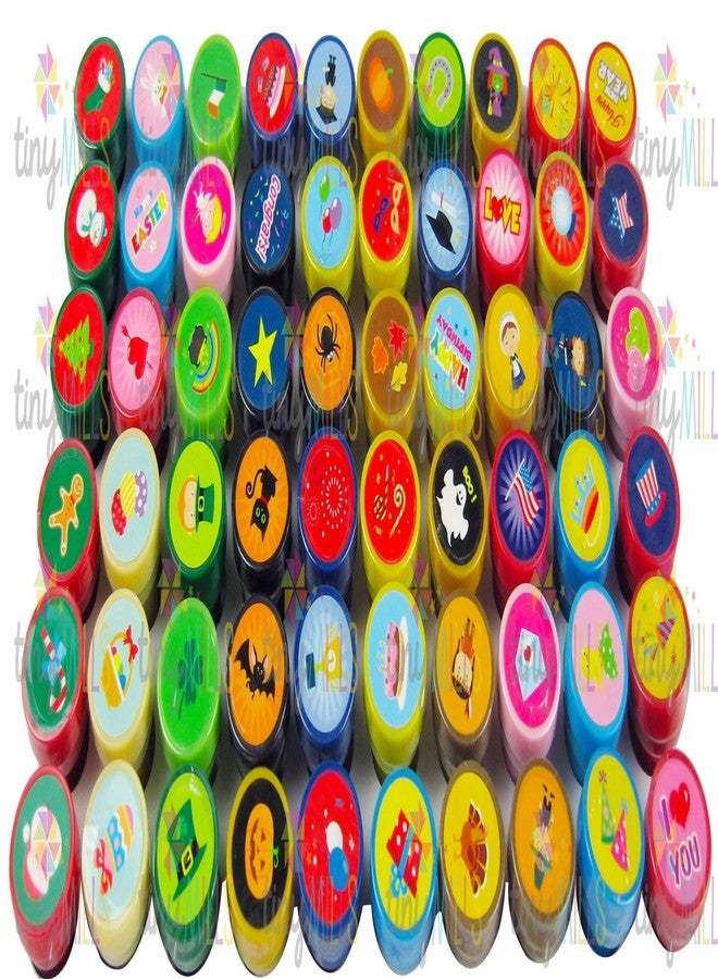 TINYMILLS Tiny Mills 60 Pcs Holidays and Occasions Assorted Stampers for Kids 60 Different Stamper Designs Scrapbooking Craft Stampers Teacher Stampers - Image 3