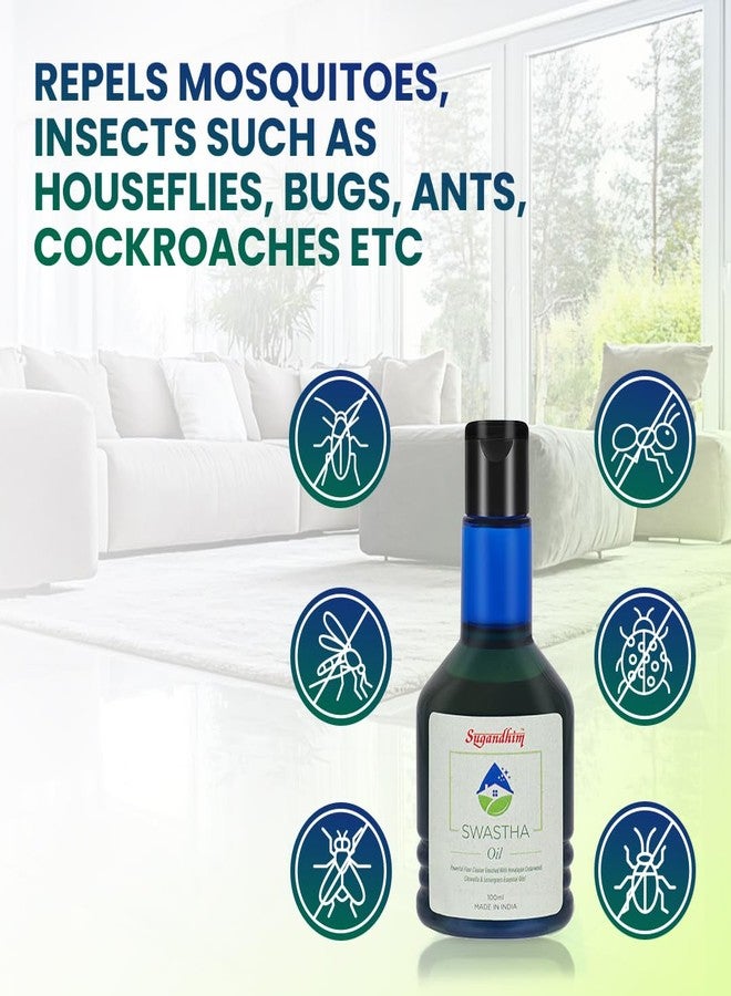 Sugandhim Swastha Oil Floor Cleaner, 1 x 100ml, 100% Natural Disinfectant & Mosquito Repellent, Cedar-wood Citronella & Lemongrass Unique Essential Oils Blend - Image 3