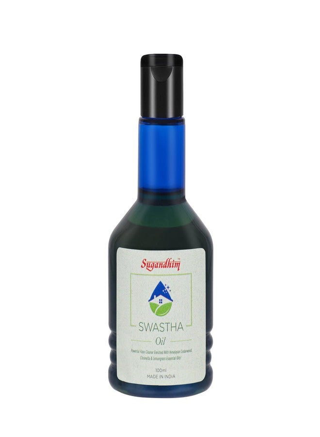 Sugandhim Swastha Oil Floor Cleaner, 1 x 100ml, 100% Natural Disinfectant & Mosquito Repellent, Cedar-wood Citronella & Lemongrass Unique Essential Oils Blend - Image 1
