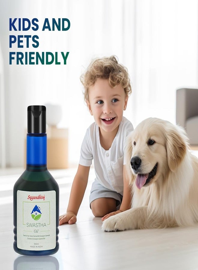 Sugandhim Swastha Oil Floor Cleaner, 1 x 100ml, 100% Natural Disinfectant & Mosquito Repellent, Cedar-wood Citronella & Lemongrass Unique Essential Oils Blend - Image 4