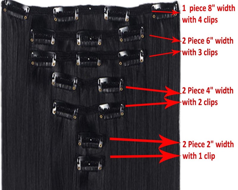 Lelinta 7Pcs 23" Thick Straight Full Head Clip in on Double Weft Hair Extensions Silver Grey - Image 2