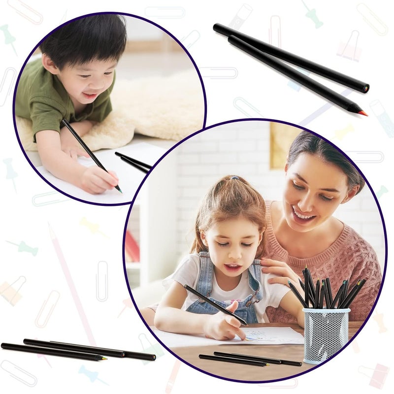 Excefore Black Wooden Rainbow Colored Pencils, 30 Pieces Multi-Colored Pencils For Kids, 7 Color In 1 Pencil, Assorted Colors For Drawing, Coloring, Sketching, Art Supplies - Image 5