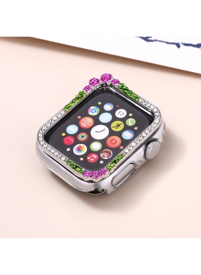 Loquat For Apple Watch Single Rai Diamond Flower Electroplated Integrated Tempered Film Protective Shell Iwatch567SE8 Representative Shell-Color:Gold-Overall Dimensions:41mm (universal 40 41)456789generati  - Image 4