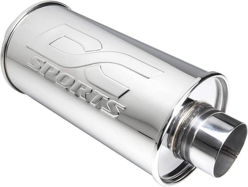 DC Sports Round Muffler 3" to 3", Stainless Steel - Image 1