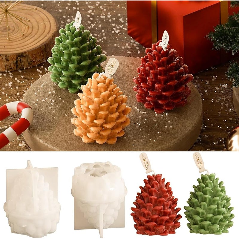 ESEENS Pinecone Mold Pinecone Candle Mold Tree Mold Tree Candle Mold Resin Casting Mold Resin Making Molds Silicone Mold for Candle Home Decorate Mold 3D Animal Mold Candle Making Mold - Image 1