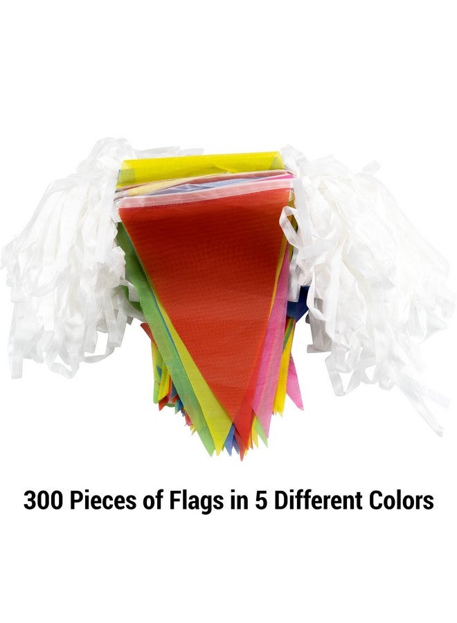 300Pcs 525Ft Multicolor Pennant Flags Banner Nylon Cloth Flag Pennants Colorful Rainbow Pennant Banner Garland For Grand Opening Party Celebrations Festivals Home Classroom Shop Decorations